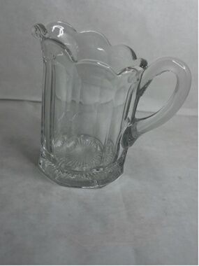 Vintage Heisey Heavy Clear Panel Glass Creamer Applied Handle MCM